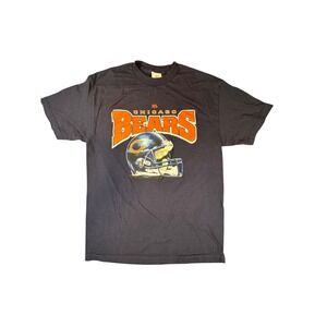 Vintage NFL Chicago Bears Graphic T-Shirt Navy Blue Men's Large Helmet Logo Tee